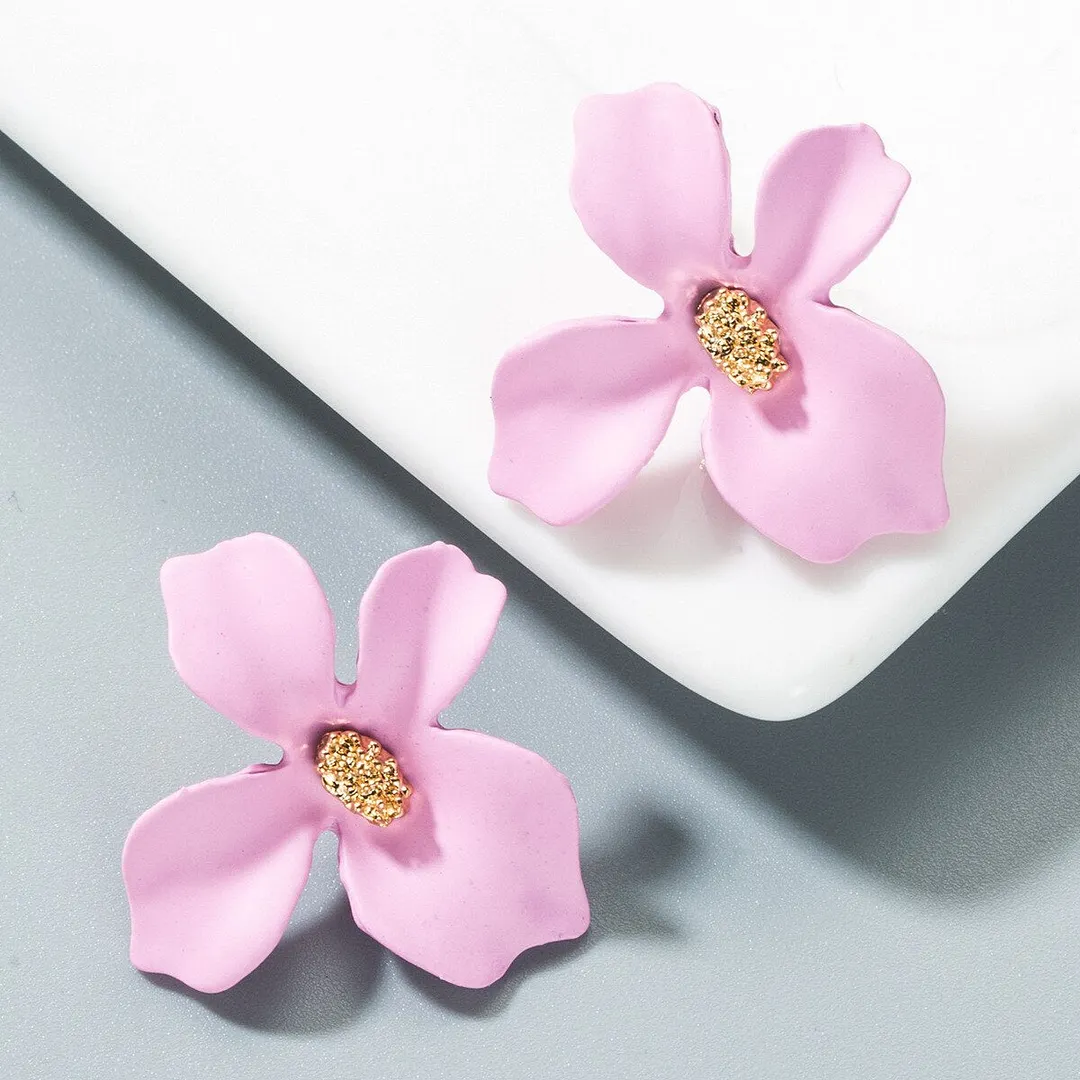 Dvacaman Bohemian Cute Long Double Layer Flower Statement Drop Earrings Women Summer Beach Party Metal Pendant Earrings Jewelry