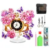(US Local)Acrylic Special Shape Flower Butterfly Diamond Painting Clock Ornaments Kit