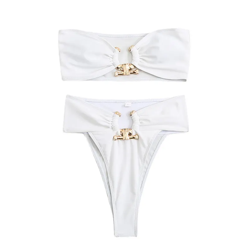 Churchf 2023 New Hollow High-Waist Sexy Breast-Wearing Bikini Bikini