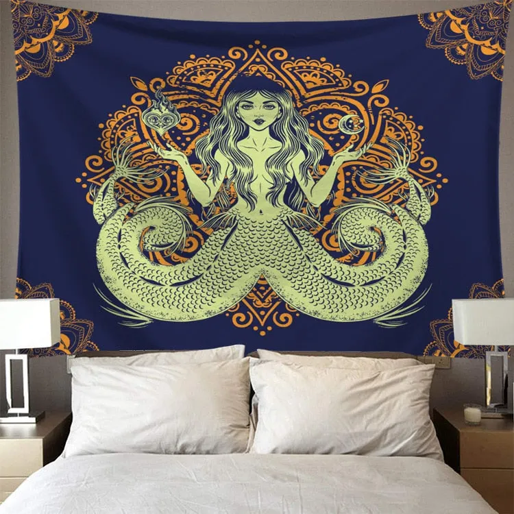 Hippie Void Sugar Skull Tapestry Mandala Wall Hanging Ouija Carpet Psychedelic Tapestry Yoga Boho Decor Blanket Wall Cloth
