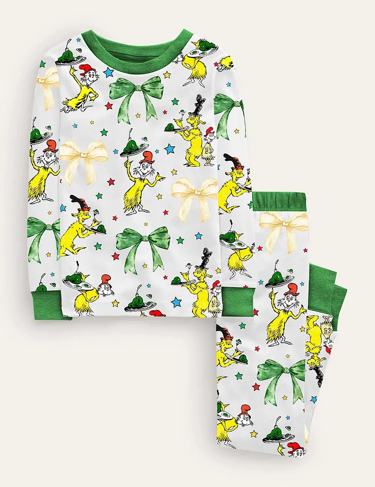 Kid's Green Egg And Ham Pajama Set