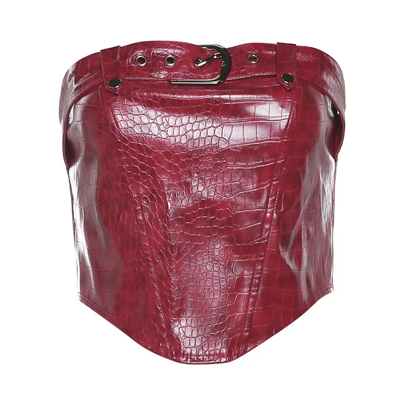 Churchf 2024 Summer New Women's Retro Hottie Snake Skin Buckle Wrapped Chest To Close The Waist Umbilled Vest
