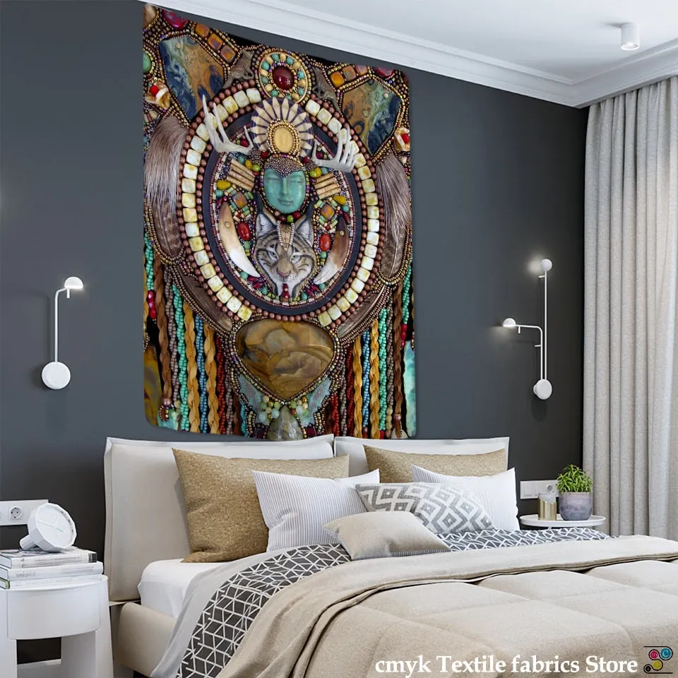 Owl Windbell Tapestry Wall Hanging Psychedelic Magic Mandala Bohemian Hippie TAPIZ Art Bedroom Home Decor