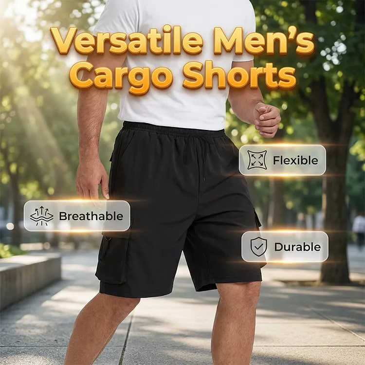 Men's Casual Cargo Shorts with Elastic Waist