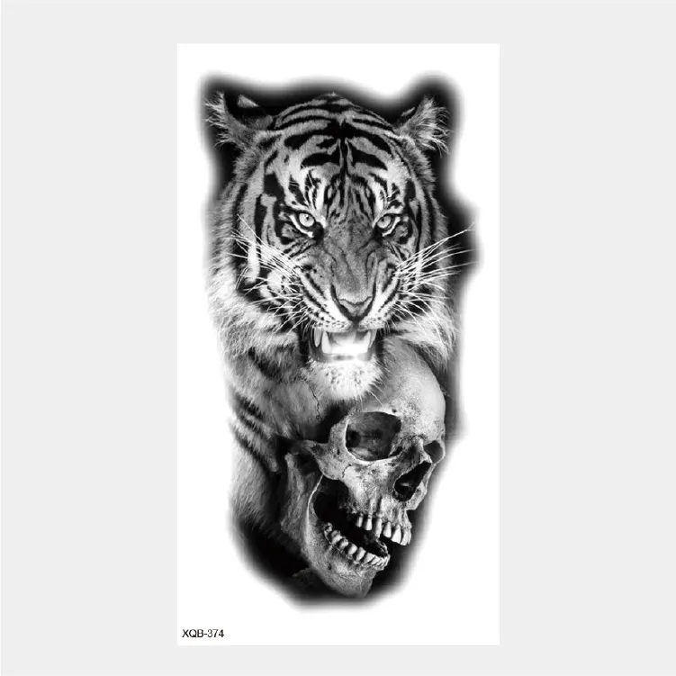 Sdrawing Temporary Tattoo Stickers Animal Tiger Lion Wolf Head Domineering Half Arm Big Picture Water Transfer Tatto Sticker
