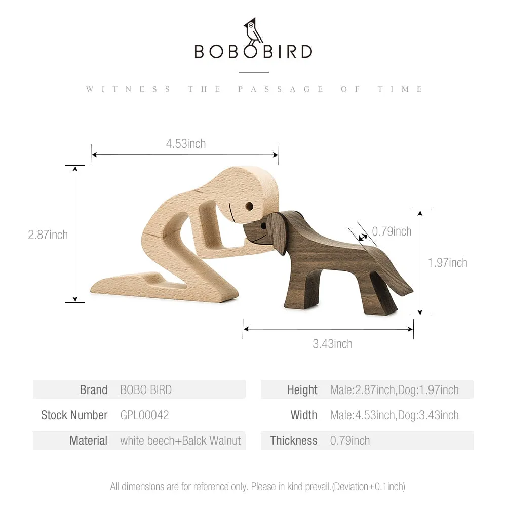 Puppy Family Wood Dog Carving Ornaments Decoration Home Decor Figurine Desktop Table Ornament Sculptures For Dog Pet Lover Gifts 712