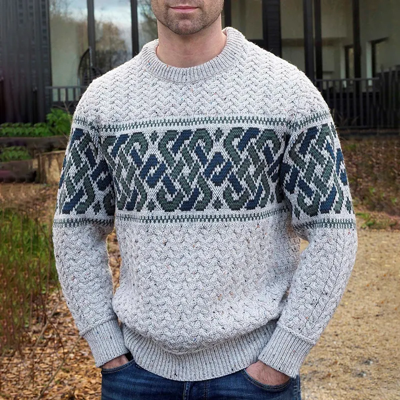 Vintage Knitted Jacquard Iceland Crew Neck Sweater