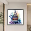 >SALE<Full Embroidery Eco-cotton Thread 11CT Printed Book Stack Cross Stitch 60x60cm