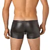 Men's Leather Underwear Lingerie Boxer Shorts Underwear with Bulge Pouch Briefs Shorts Low Rise Trunks