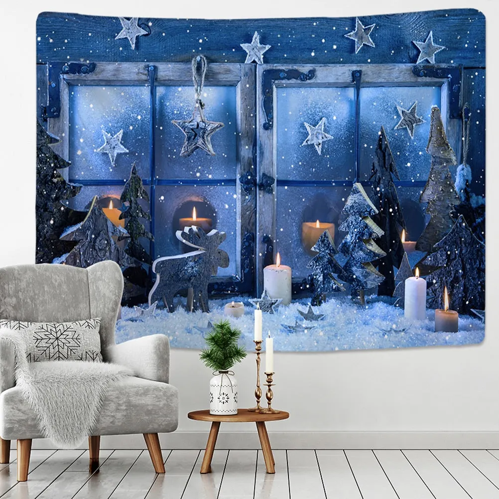 Cartoon Christmas Illustration Tapestry Wall Hanging Hippie Witchcraft Tapiz Holiday Aesthetics Room Home Decor