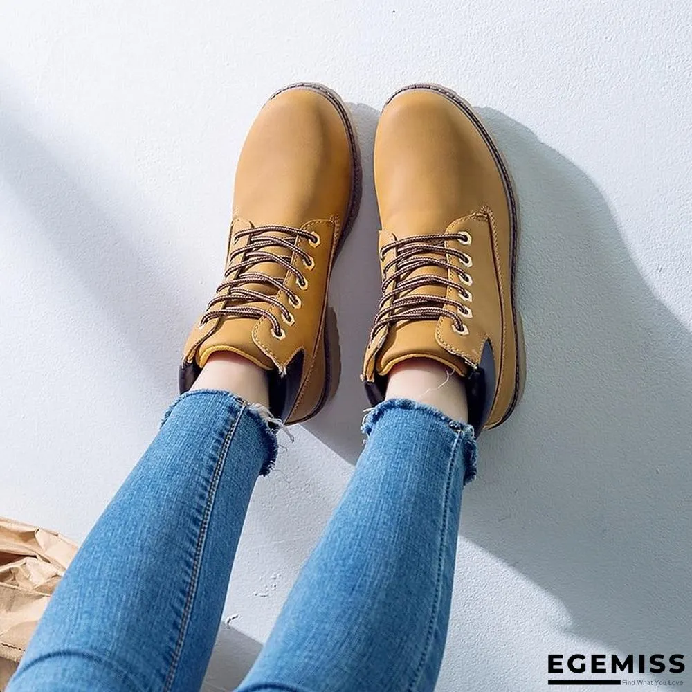 Autumn Early Winter Shoes Women Flat Heel Boots Fashion Keep warm Women's Boots Brand Woman Ankle Botas | EGEMISS