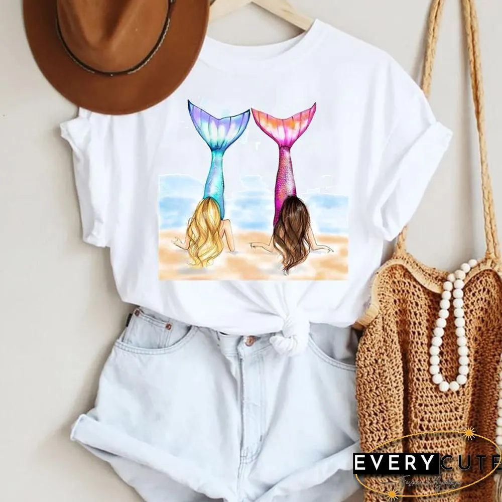 Women Cartoon Leopard Star Love Letter Trend 90S Fashion Summer Lady Print Tee Graphic T Top Female Tshirts Clothes T-Shirt