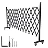 [US Local Warehouse] Retractable Outdoor Fence Expandable Barricade with Casters Free Standing Safety Barrier 0-180 Degree Rotating Folding Safety Gate Railing for Garage Home  (Dark Brown 61 in-11 Feet H-L)