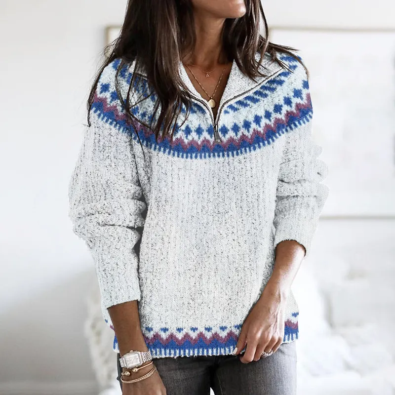 Vintage Iceland Argyle Pattern Knit Warm Women's Sweater