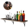 [US Local Warehouse] 5 Tier Floating Shelves 72.05x11.81x7.87in Wall Mounted Hanging Shelf with Metal Bracket for Living Room Kitchen Bathroom Home Storage