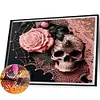 Skull Pink Roses-Full Round Diamond Painting 50*60CM