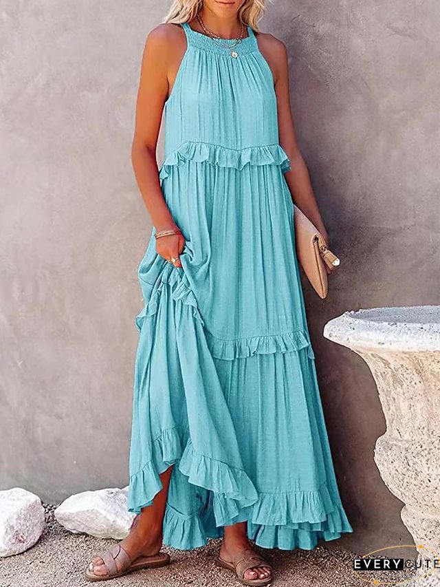 Fashion Street Solid Spaghetti Strap Princess Dresses