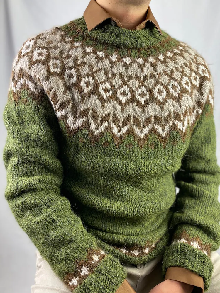 Vintage Island Knit Jacquard High Neckline Sweater