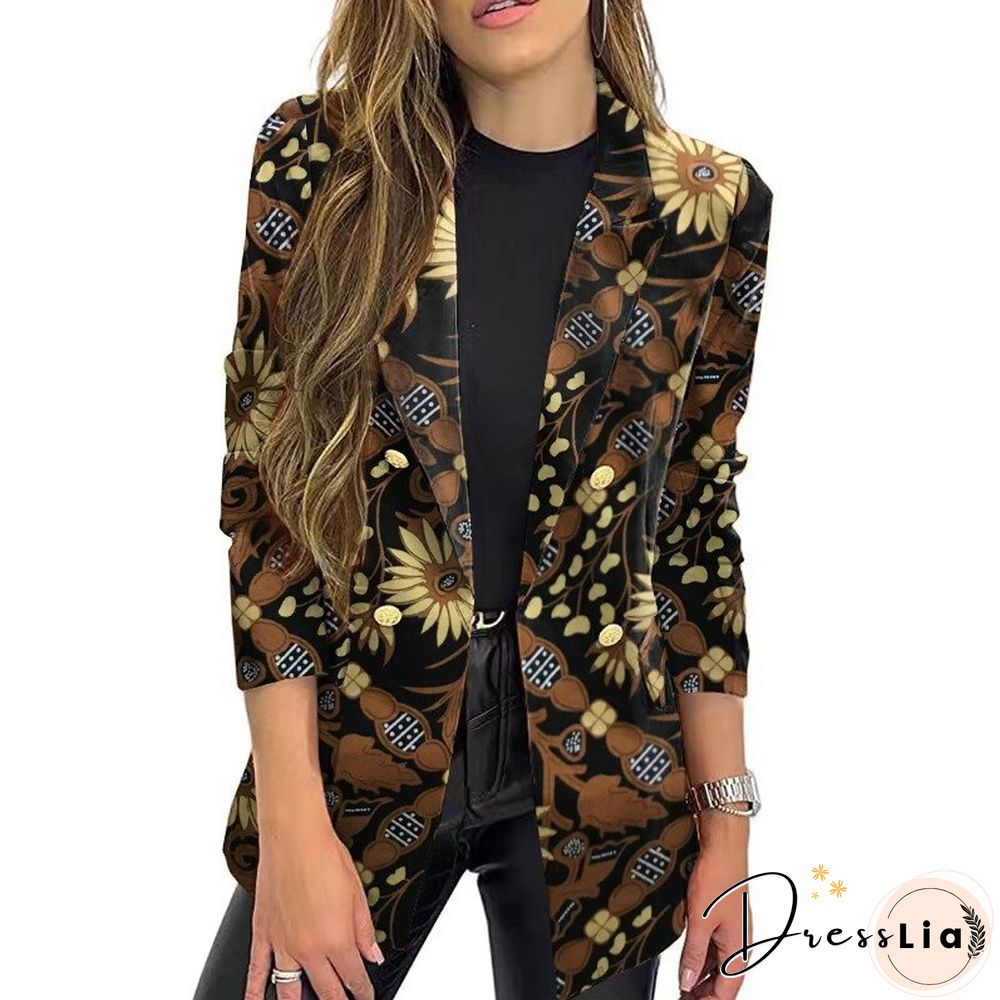 Fashion Autumn And Winter New Printed Women Blazers Women Long-sleeved Autumn And Winter Jacket Coats Blazer Feminino