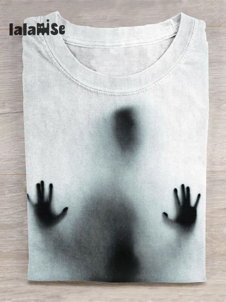 Scary Figure Art Print Casual T - Shirt White / S