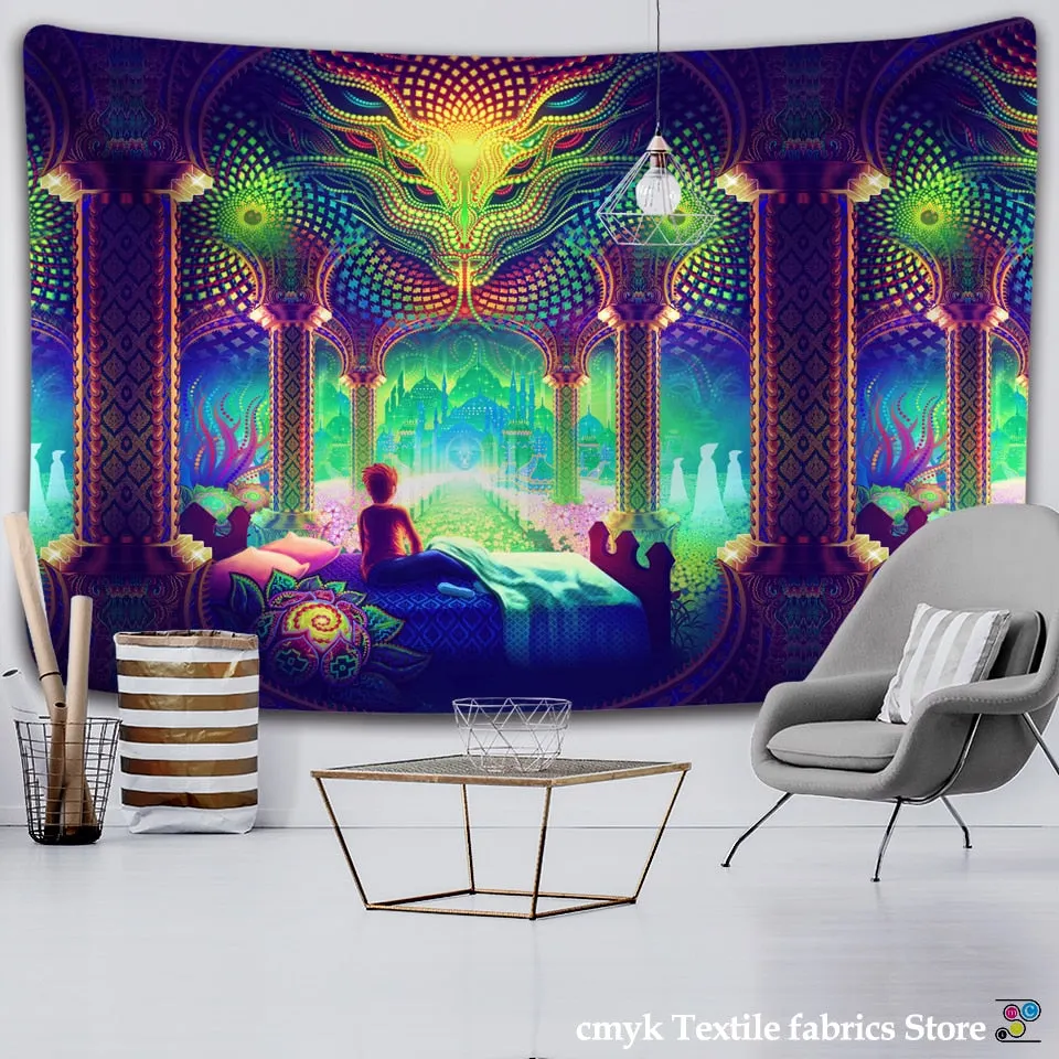 alien witchcraft Tapestry Hippie Carpet Room Trippy Tapestry Wall Hanging Witchcraft tapiz Dropship hippie deco wall hanging