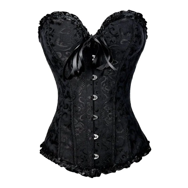Billionm Sapubonva Corset Sexy Women's Plus Size Corsets and Bustiers Overbust Floral Gothic Brocade Corselet Clothing Top White Black