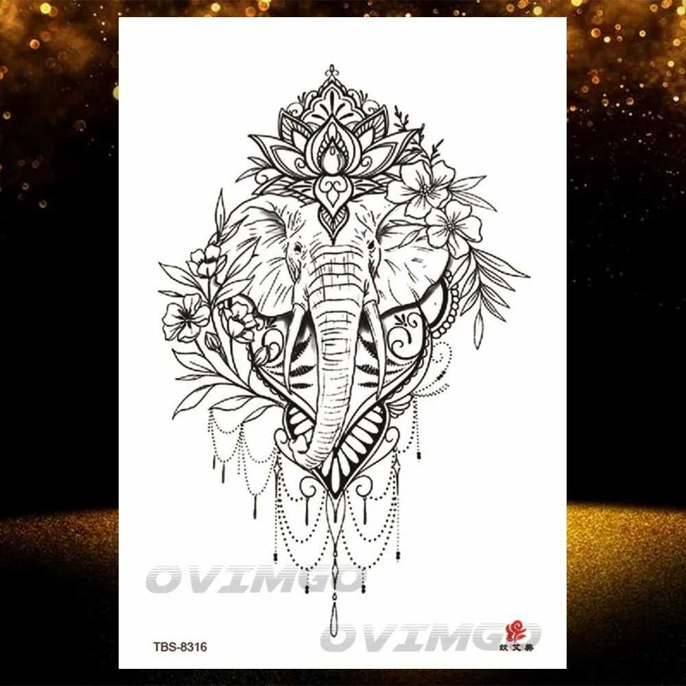 Sdrawing Lotus Flower Temporary Tattoos Fake Jewelry 3D Beauty Rose Tattoo Sexy Body Art Arm Painting Tatoo Sticker For Women