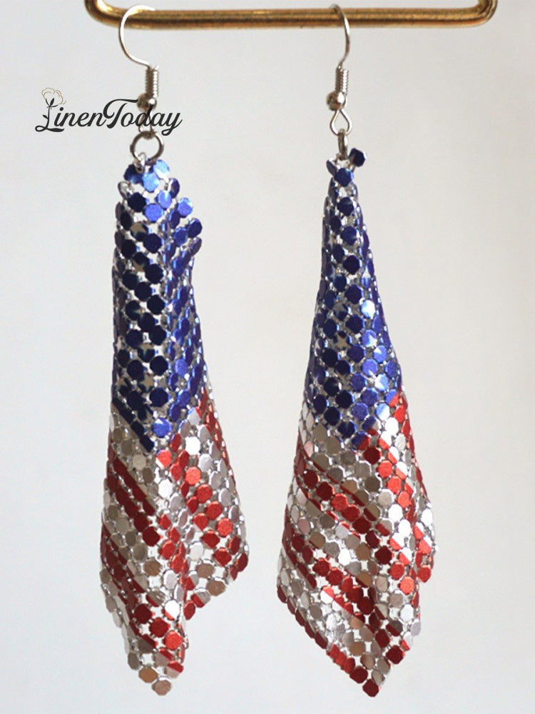 X86 - 220408 - 06Independence Day Themed American Flag Earrings 03