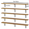 [US Local Warehouse] 5 Tier Floating Shelves 72.05x11.81x7.87in Wall Mounted Hanging Shelf with Metal Bracket for Living Room Kitchen Bathroom Home Storage