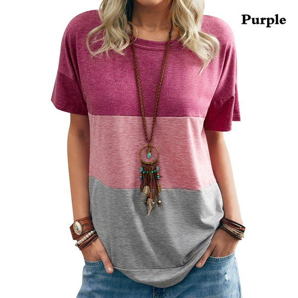Women Casual Short Sleeve O-Neck Loose Tshirt Summer Tee Tops Plus Size XS-5XL