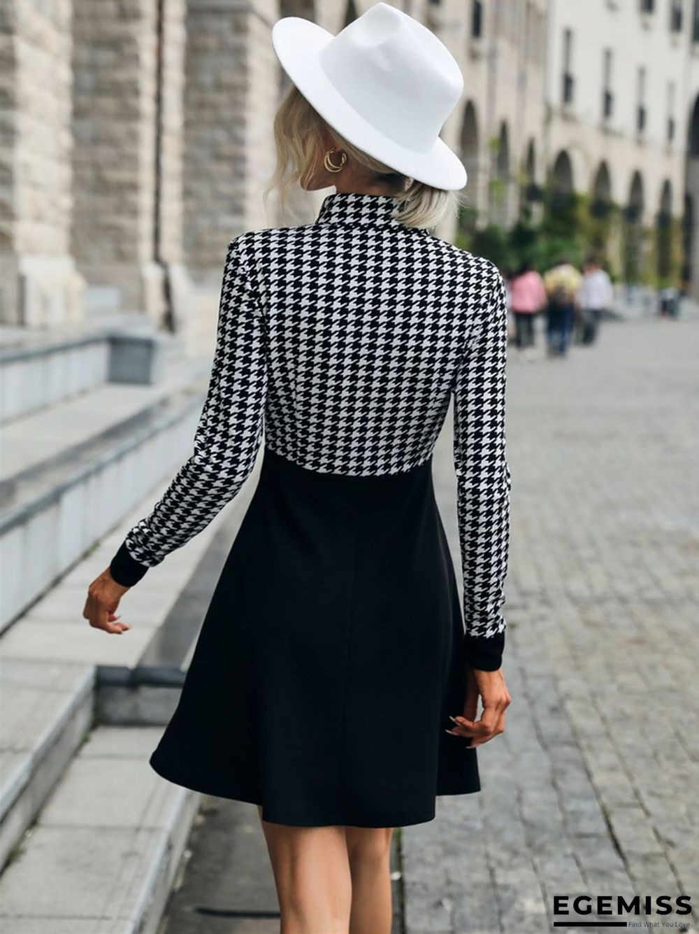 Elegant  Splicing Long Sleeve Dress | EGEMISS