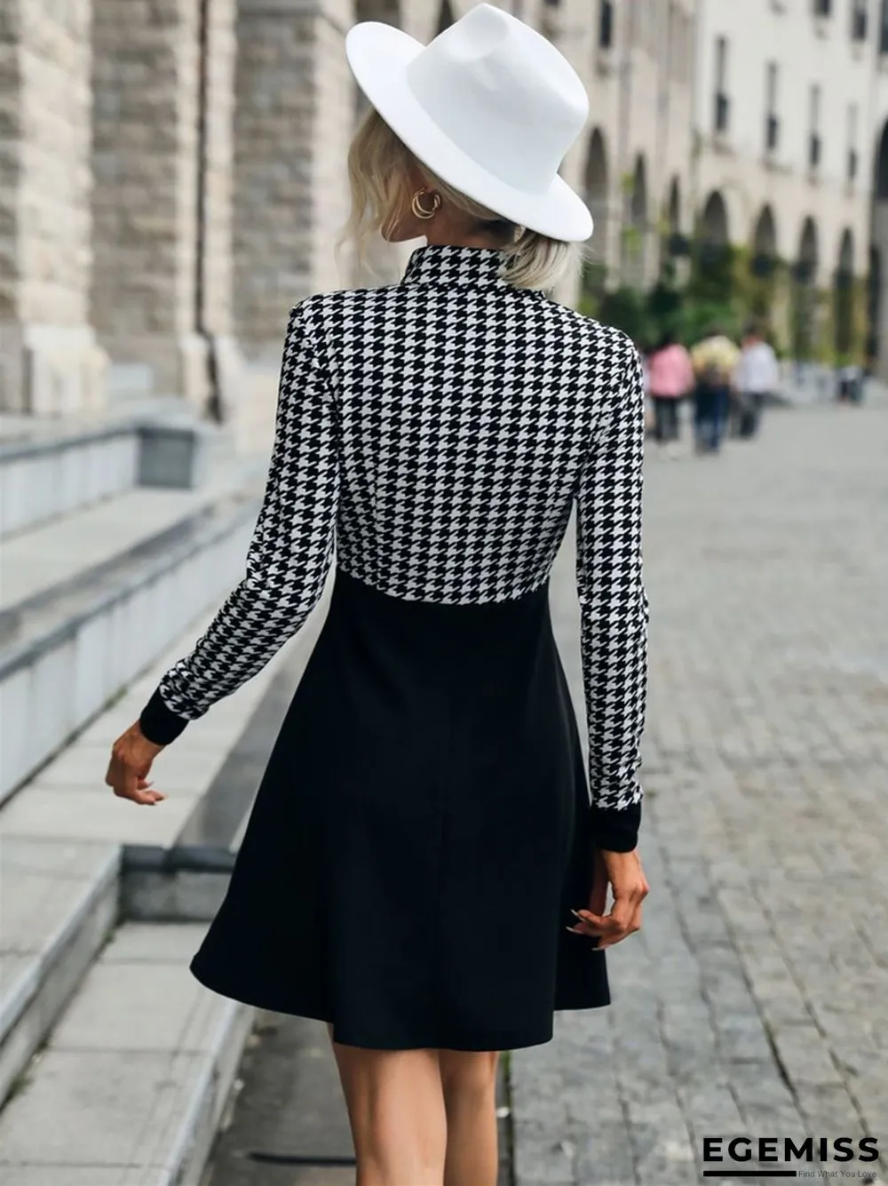 Elegant  Splicing Long Sleeve Dress | EGEMISS