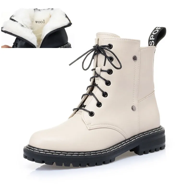 AIYUQI Winter Boots shoes Women 2021 New Genuine Leather Ladies Snow Boots Wool Warm 3 Colors Non-slip Women's Ankle Boots