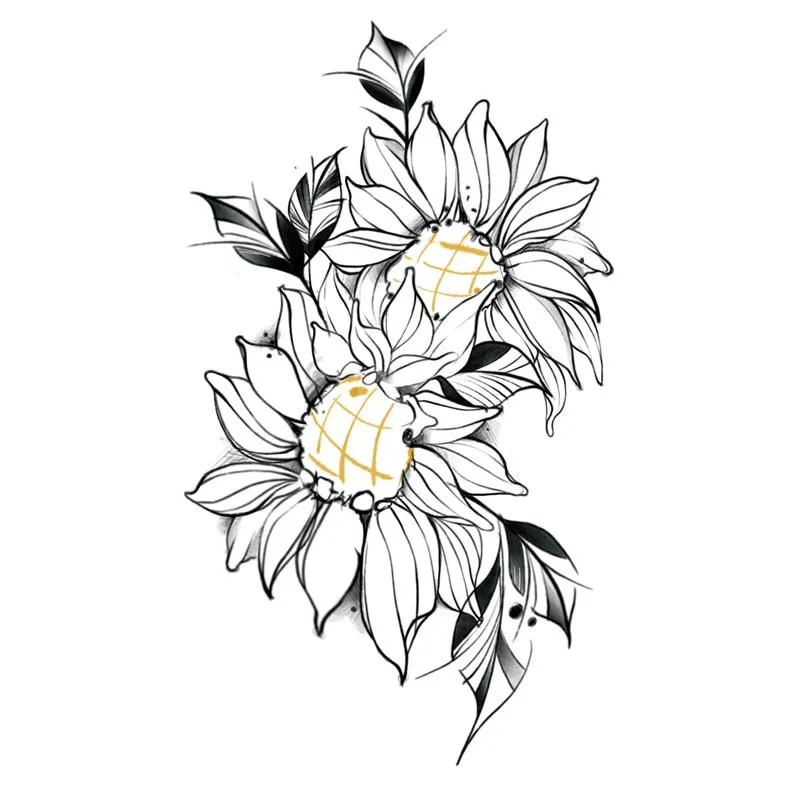 Waterproof Black Temporary Tattoo Stickers Men Women Rose Feather ankle Body Art Water Transfer Tattoos Arm Waist Finger Tatoo