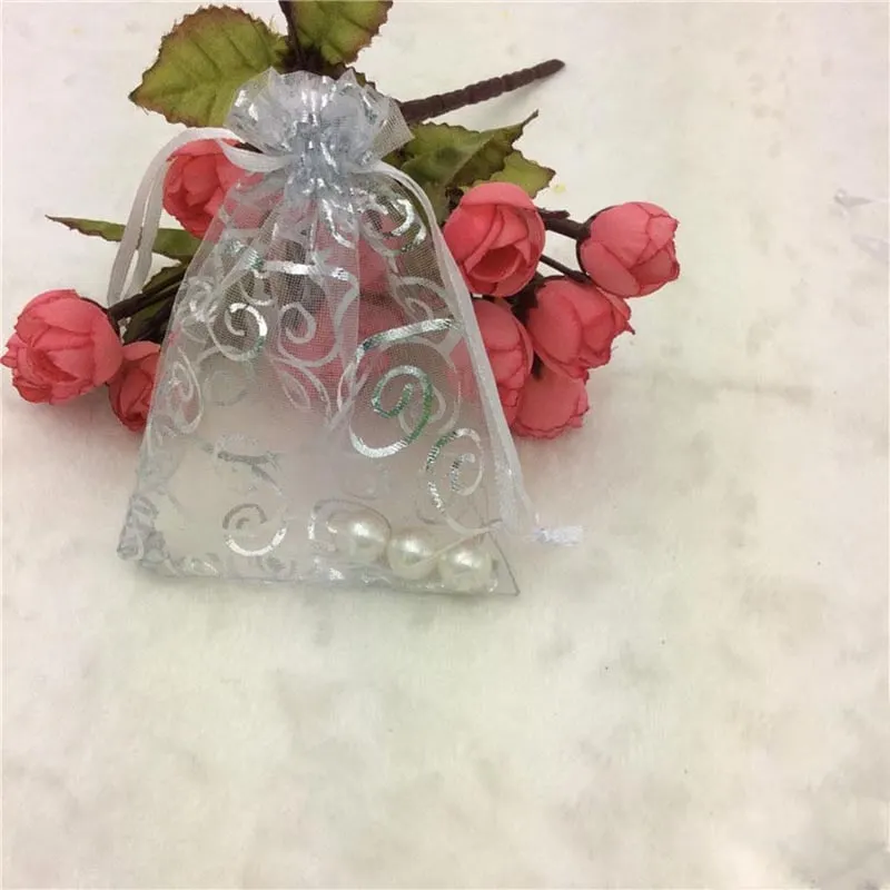 10Pcs Silver Rattan Organza Bags Wedding Home Christmas Decoration Favors Gifts Craft Jewelry Packaging Organza Pouches