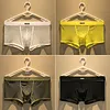 Men's Boxer Briefs Sexy Mesh Breathable Underwear Cool See-Through Soft Underpants
