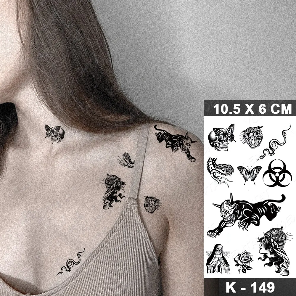 Waterproof Temporary Tattoo Stickers Nun Maria Prajna Diablo Old School Flash Tatto Arm Chest Body Art Fake Tattoos Women Men