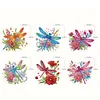 (US Local)6Pcs Acrylic Double Sided Dragonfly Diamond Painting Keychain for Bag Decor
