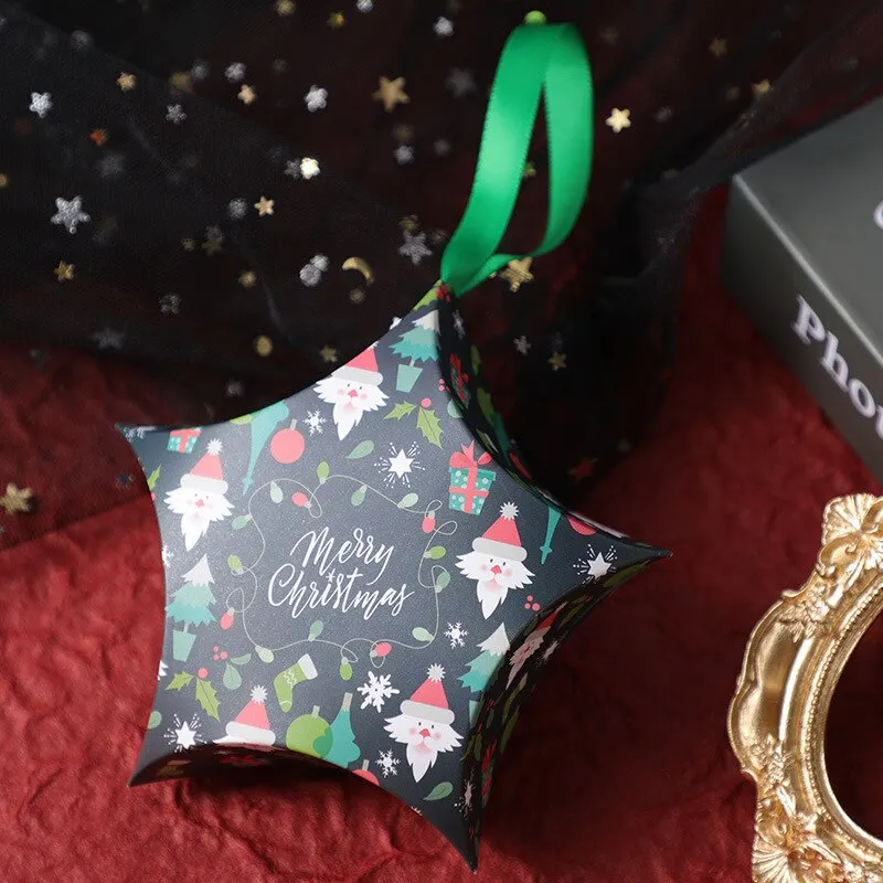 10pcs Christmas Gift Boxes Santa Claus Candy Box Star Shape Merry Christmas Boxes Bags for Home New Year Xmas Decor Kids Gifts