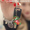 (US Local)6PCS  Merry Christmas DIY Diamond Painting Keychain Diamond Art Kits