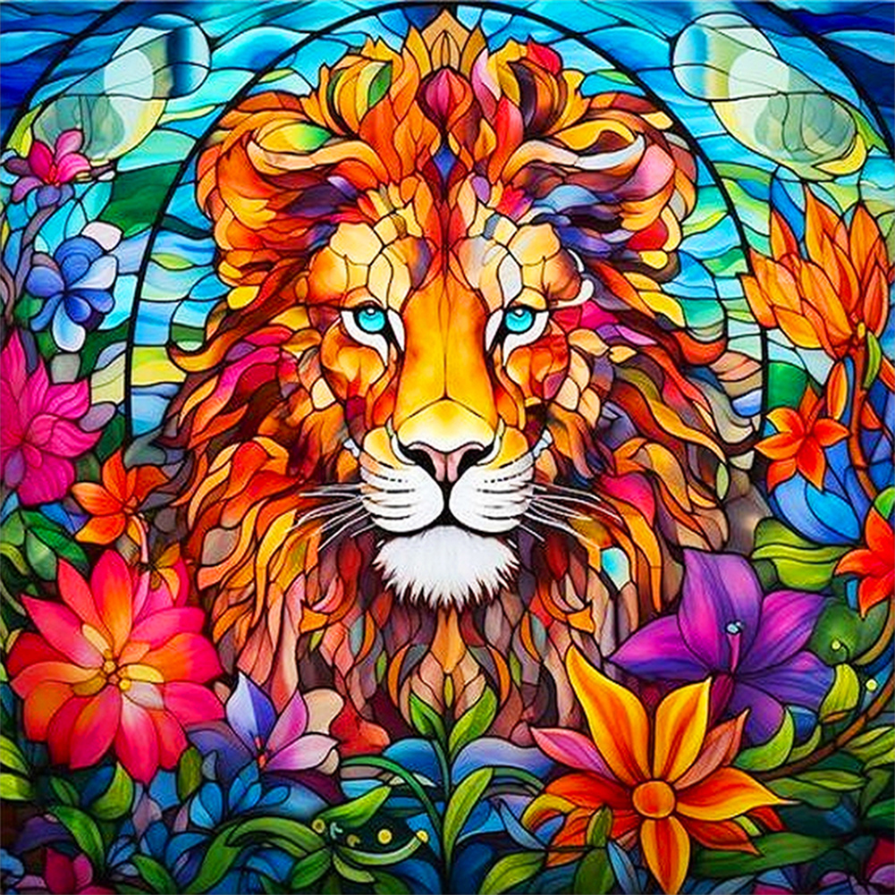 Lion-Paint by Numbers-16"x16"/40x40cm