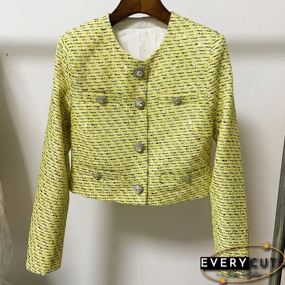 Confident Womens Tweed Blazer And Skirt Suits Plaid