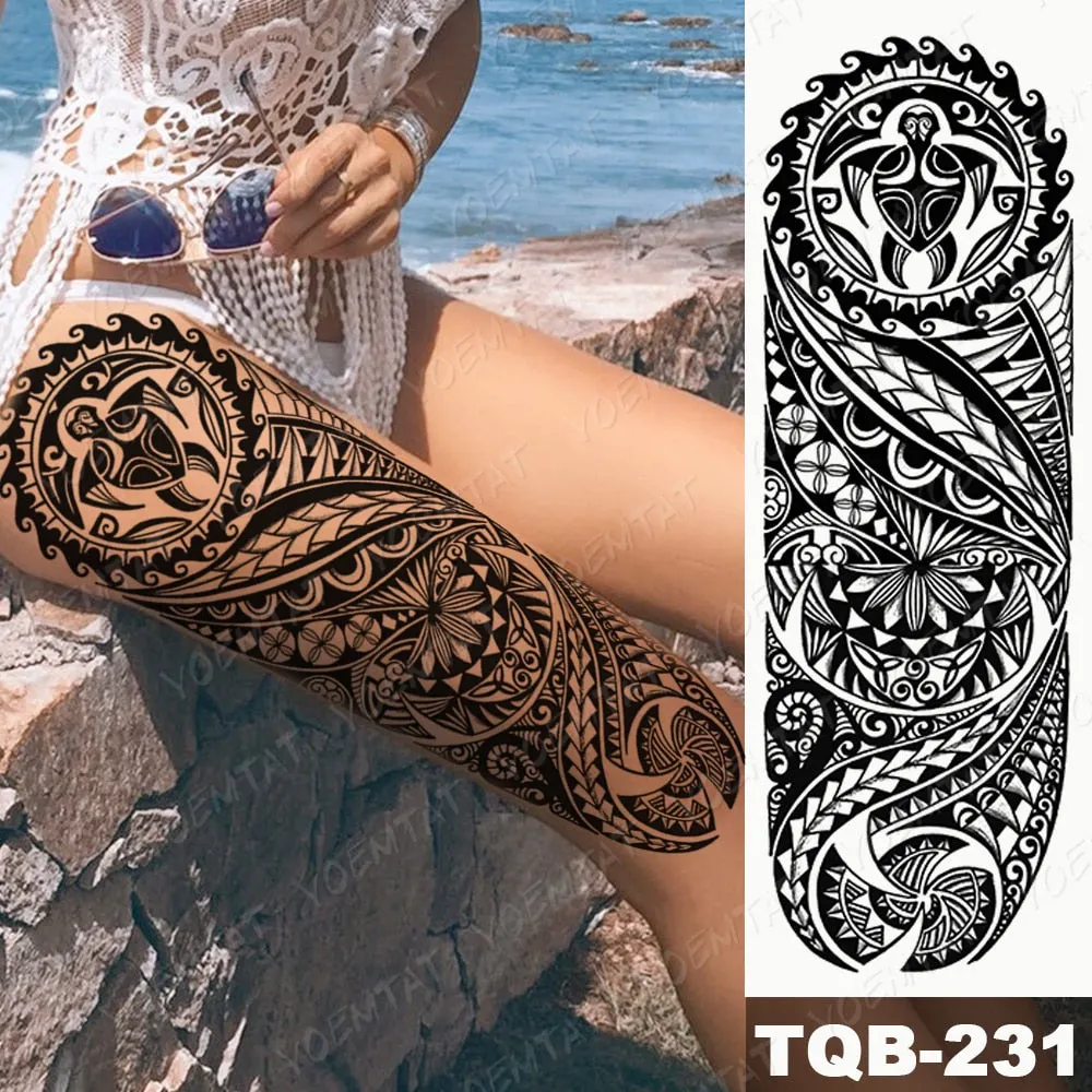 Large Arm Sleeve Tattoo Owl Angel Rose Waterproof Temporary Fake Tatoo Sticker Skull Fox Wings Men Women Full Totem Tatto Artes