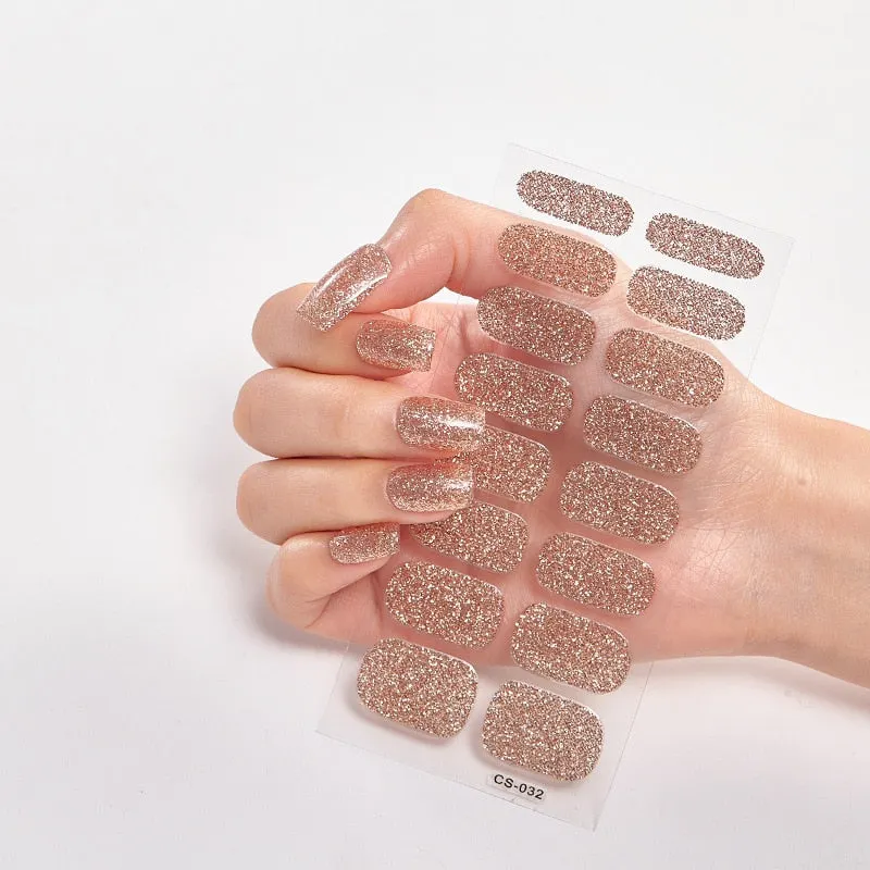 Nails Art Decoration Glitter Series Powder Sequins Decals Plain Stickers Nails Sticker Designer Nail Strips Women Nail Designs