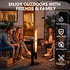 [US Local Warehouse] 50.79in Pellet Stove with Glass Tube Pellet Patio Heater with Table Wood Burning Stove Smokeless Firepit for Camping Beach Garden Balcony