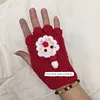 Girls Gift Idea Hand Woven Half Fingers Cat Paws Wool Gloves
