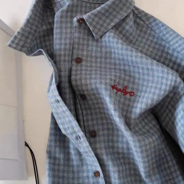 Athvotar Athvotar Gray Plaid Shirt Women 2025 Spring And Autumn New Loose Lazi Folding Shirt Coat Top