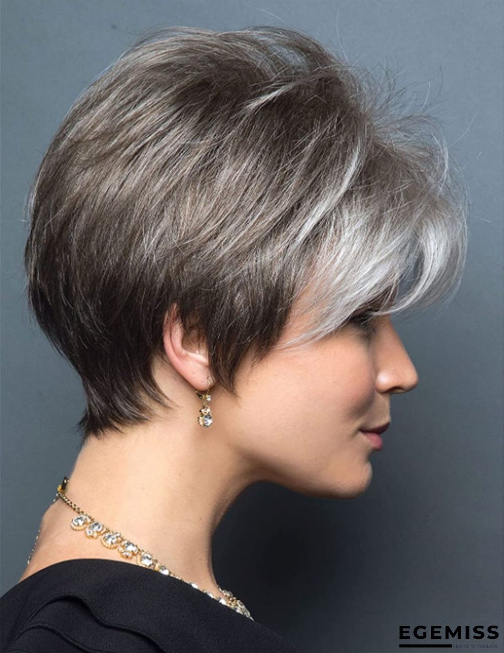 Fashion Wig Short Hair Ladies Brown Gradient Headgear | EGEMISS