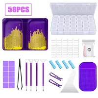 Diamond Painting Tools Funnel Dot Drill Tray Set 58-Gate Storage Box Combination