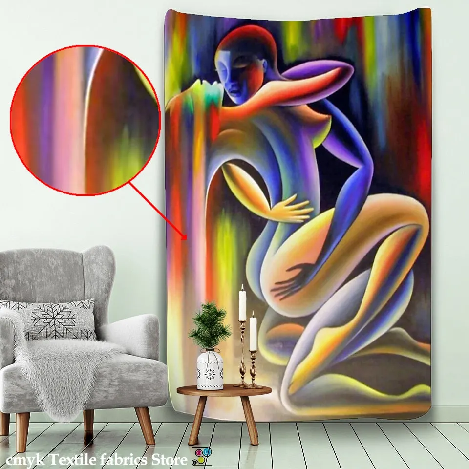 Creative Oil Painting Tapestry Wall Hanging Bohemian Decorative Hippie Kiss Psychedelic Abstract Carpet Cloth Halloween